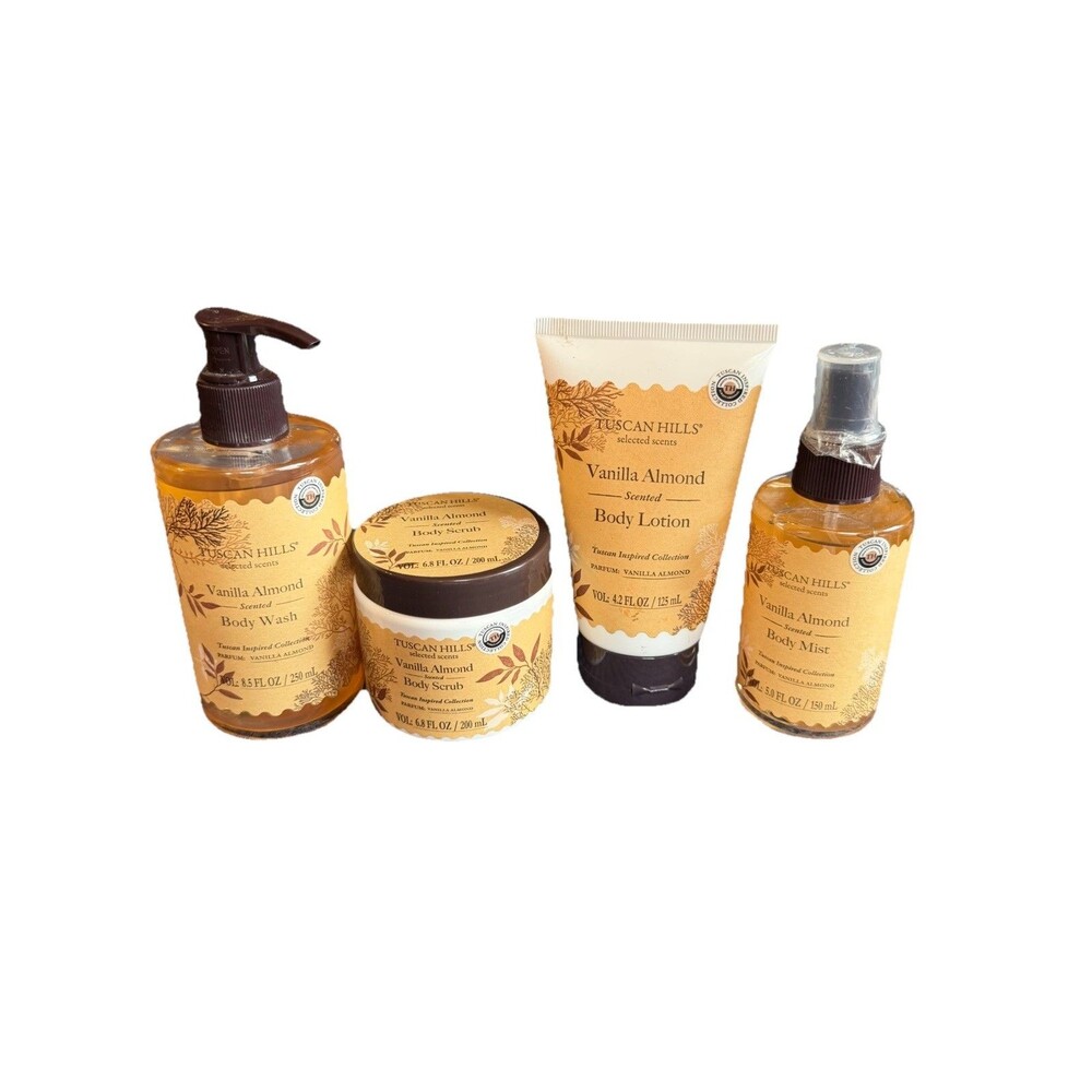 Tuscan Hills Selected Scents Vanilla Almond 4 Piece Body Care Collection